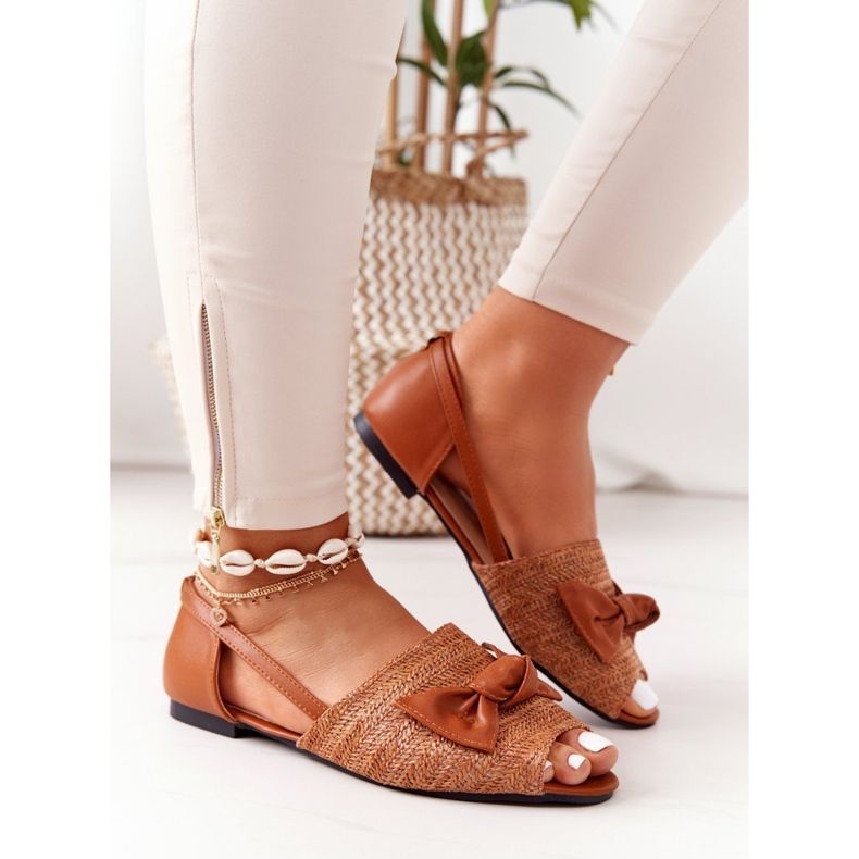 Sandalias Planas Trenzadas Lu Boo Camel marrón 2 Sandalias Planas Trenzadas Lu Boo Camel marrón 2