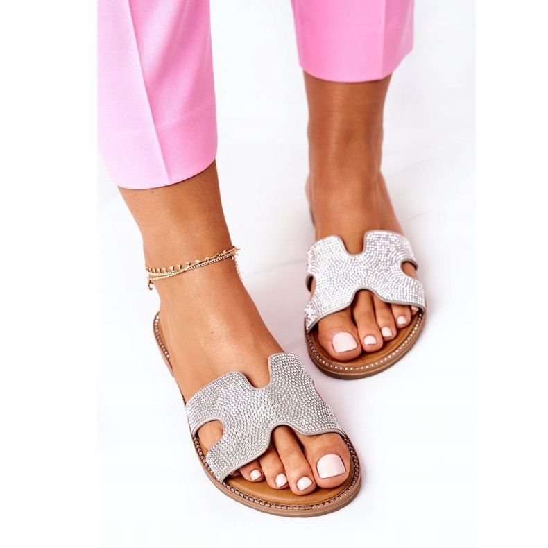 PE1 Pantuflas Piel Con Circonita Plata Modena 1 PE1 Pantuflas Piel Con Circonita Plata Modena 1