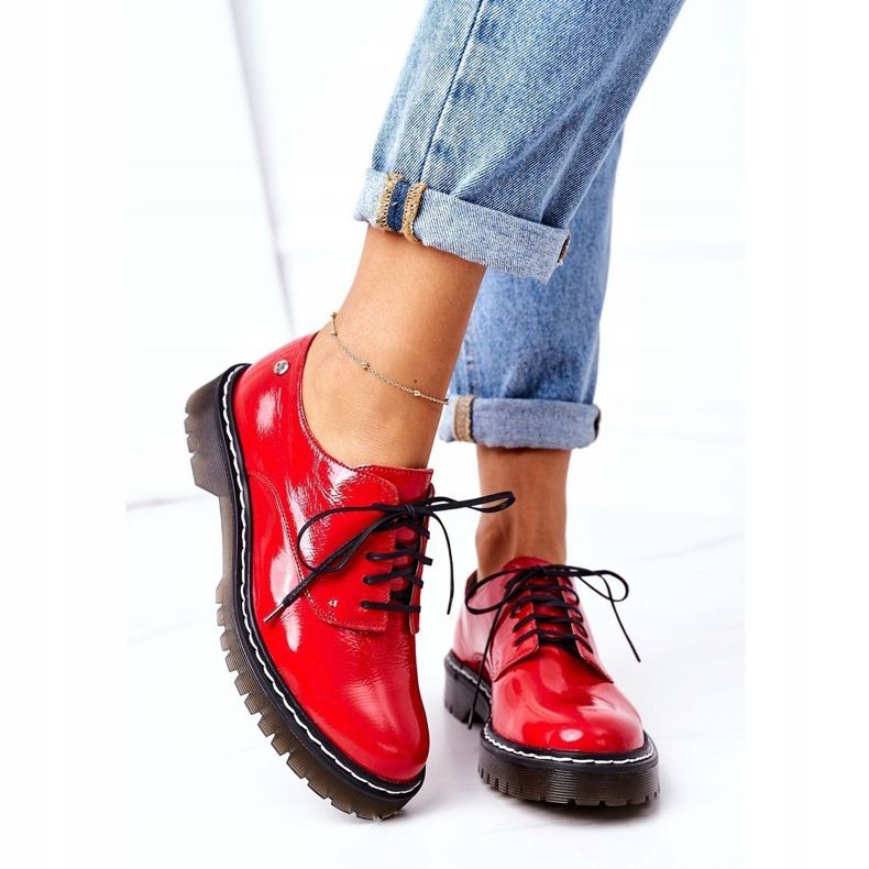 Zapatos de cuero Oxfords Maciejka 04087-08 para mujer Rojo 1