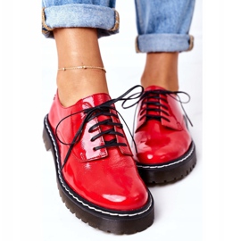 Zapatos de cuero Oxfords Maciejka 04087-08 para mujer Rojo 4