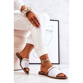 Chanclas de piel de Lewski Shoes, blanco 3