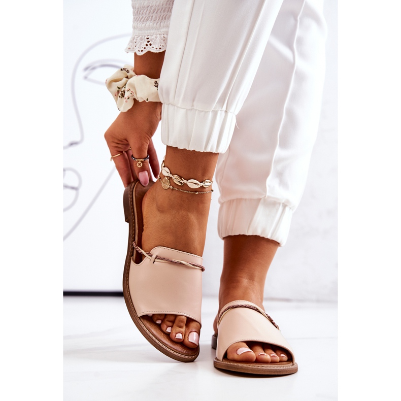 Chanclas de cuero de Lewski Shoes, Beige 2