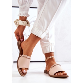 Chanclas de cuero de Lewski Shoes, Beige 3