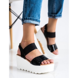 Weide Sandalias ligeras en una cuña blanca negro 3