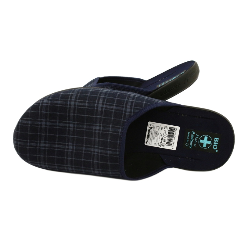 Zapatillas de casa para hombre, Adanex 25951, cuadros azul marino 4