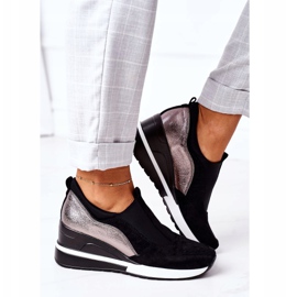 Vinceza 10593 Zapatillas de cuña sin cordones en negro y plateado plata 3