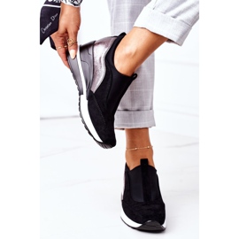 Vinceza 10593 Zapatillas de cuña sin cordones en negro y plateado plata 4