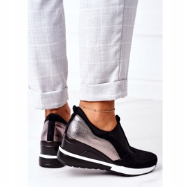 Vinceza 10593 Zapatillas de cuña sin cordones en negro y plateado plata 5