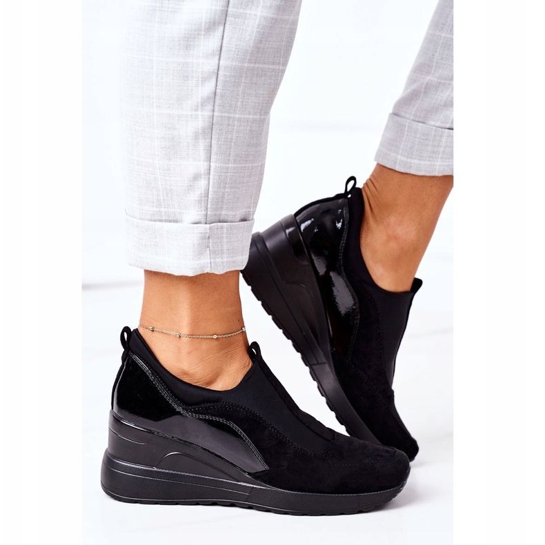 Vinceza 10593 zapatillas negras sin cordones con cuña negro 2