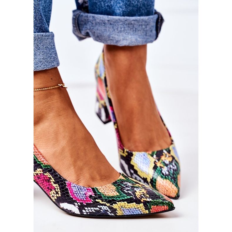 Zapatos de salón de cuero con estampado de piel de serpiente Lewski Shoes 2801 Colorful multicolor 1