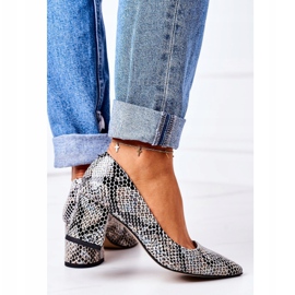 Lewski Shoes Zapatos De Salón De Piel Con Estampado Animal Zapatos Lewski 2801 Negro-Azul 3