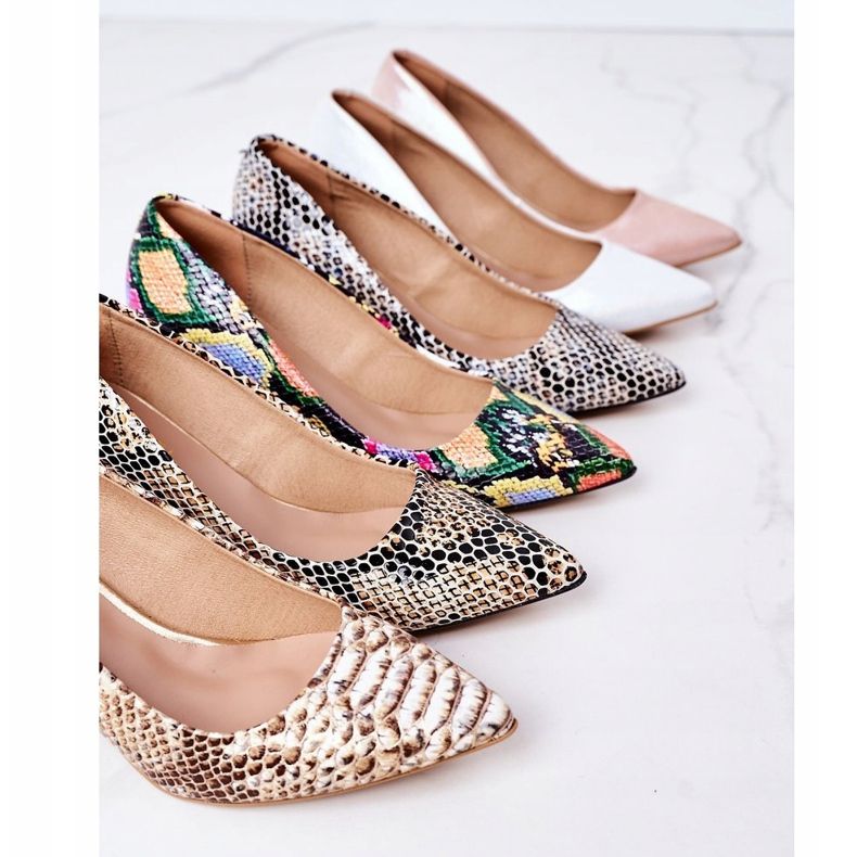 Zapatos De Salón De Satén Con Estampado Animal Lewski Shoes 2801 Plata 1