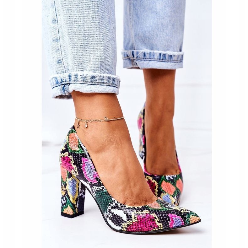 Zapatos de salón de cuero con estampado de piel de serpiente Lewski Shoes 2453 Colorful multicolor 1