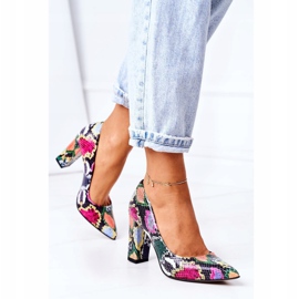 Zapatos de salón de cuero con estampado de piel de serpiente Lewski Shoes 2453 Colorful multicolor 2