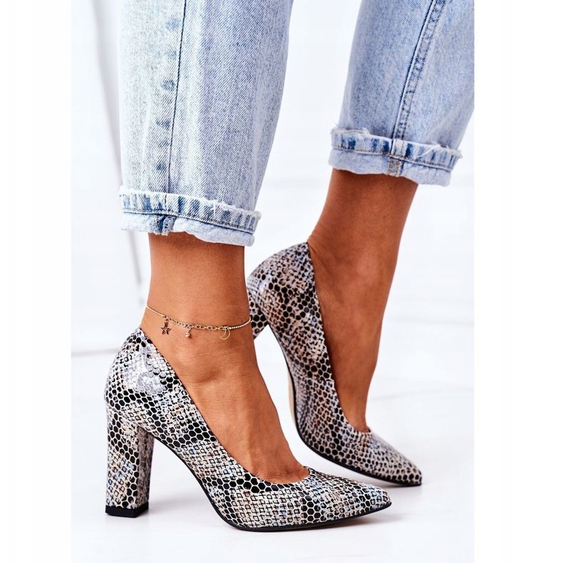 Lewski Shoes Zapatos De Salón De Piel Con Estampado Animal Zapatos Lewski 2453 Negro-Azul 2