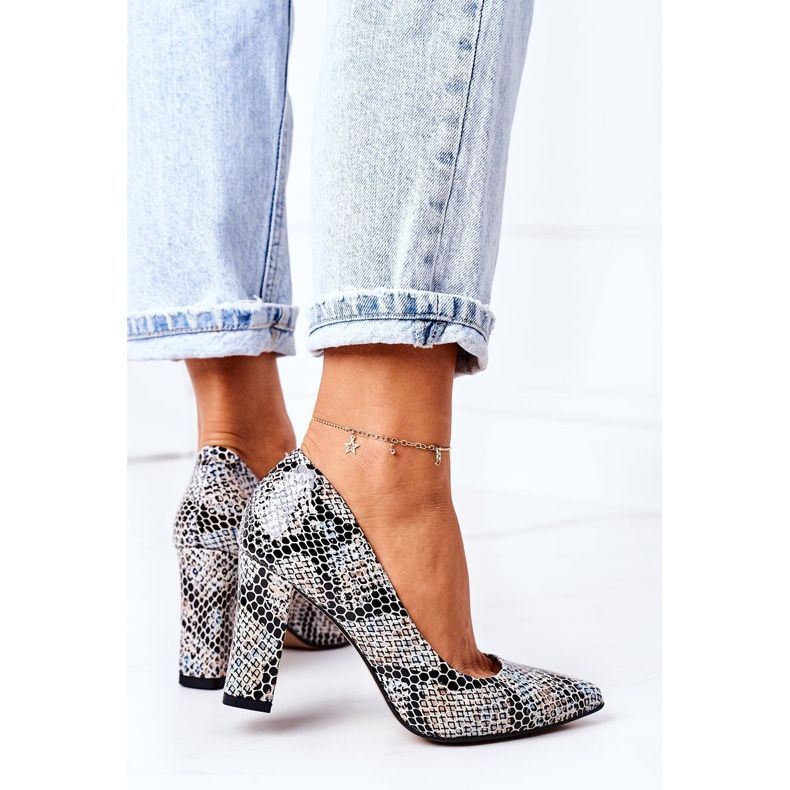 Lewski Shoes Zapatos De Salón De Piel Con Estampado Animal Zapatos Lewski 2453 Negro-Azul 1