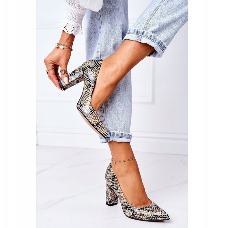 Lewski Shoes Zapatos De Salón De Piel Con Estampado Animal Zapatos Lewski 2453 Negro-Beige 1