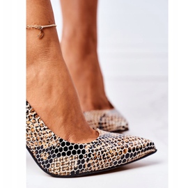 Lewski Shoes Zapatos De Salón De Piel Con Estampado Animal Zapatos Lewski 2453 Negro-Beige 6