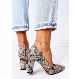 Lewski Shoes Zapatos De Salón De Piel Con Estampado Animal Zapatos Lewski 2453 Negro-Beige 4
