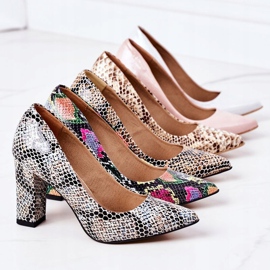 Lewski Shoes Zapatos De Salón De Piel Con Estampado Animal Zapatos Lewski 2453 Negro-Beige 7