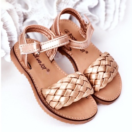 FR1 Sandalias Infantiles Con Trenzado Oro Rosa 283-2B Bailly dorado 2