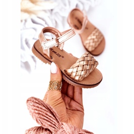 FR1 Sandalias Infantiles Con Trenzado Oro Rosa 283-2B Bailly dorado 3