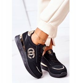 PE1 Zapatillas Deportivas Mujer Zapatillas Negras y Doradas Bajo Control negro dorado 3
