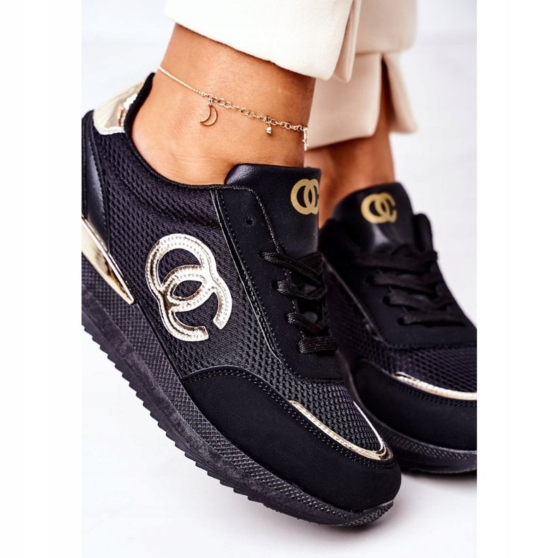 PE1 Zapatillas Deportivas Mujer Zapatillas Negras y Doradas Bajo Control negro dorado 1