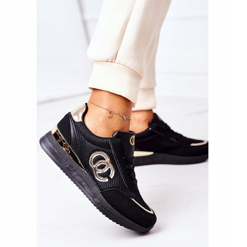 PE1 Zapatillas Deportivas Mujer Zapatillas Negras y Doradas Bajo Control negro dorado 2