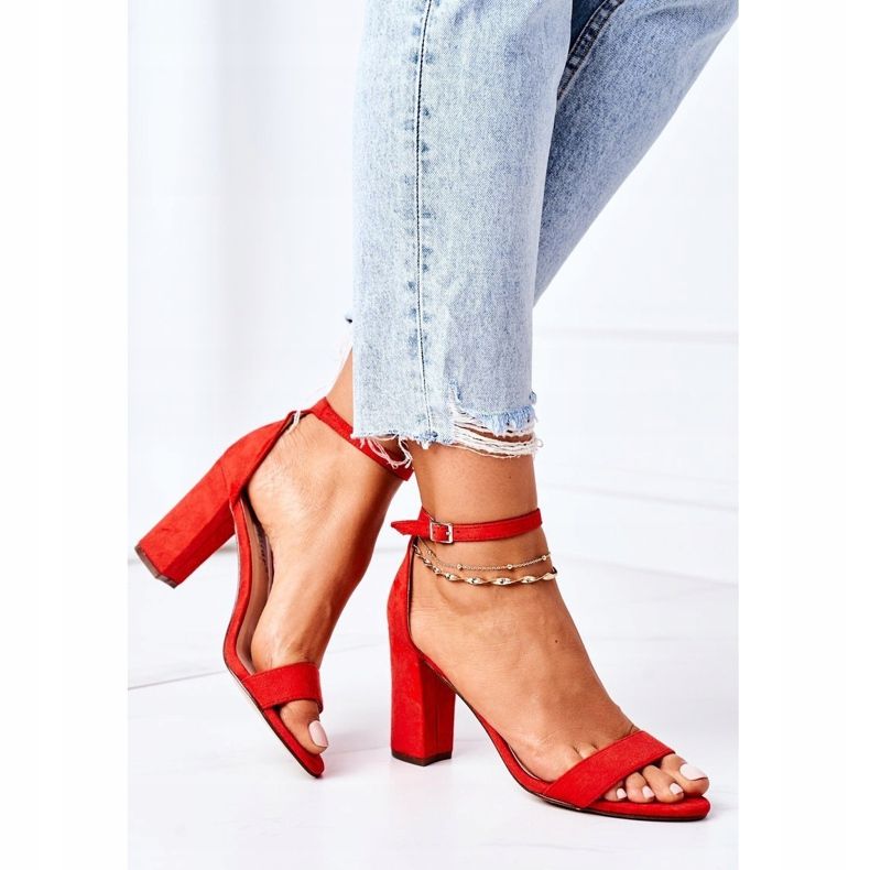 PS1 Sandalias de ante rojo Florence en una barra 1 PS1 Sandalias de ante rojo Florence en una barra 1