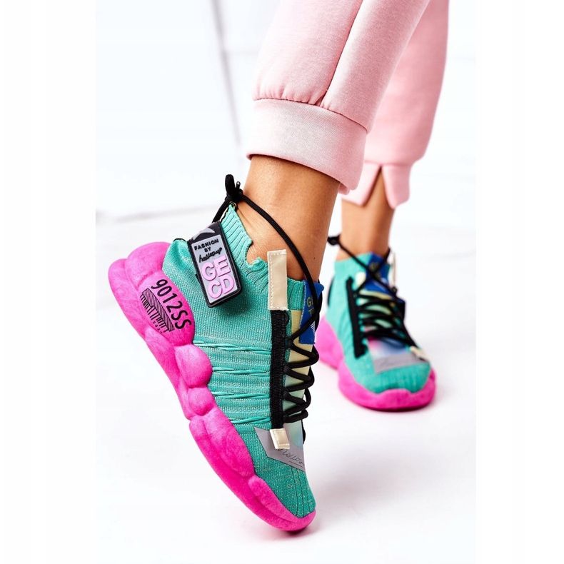 PS1 Zapatos Deportivos De Mujer Zapatillas Green Bubble Tea rosado verde 2