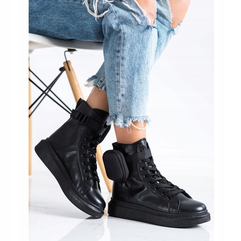 SHELOVET Zapatos con cordones y bolsillo negro 1 SHELOVET Zapatos con cordones y bolsillo negro 1