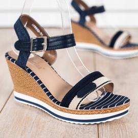 SHELOVET Sandalias de cuña azul marino 3