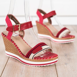 SHELOVET Sandalias de cuña rojo 2