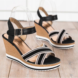 SHELOVET Sandalias de cuña cómodas negro 3