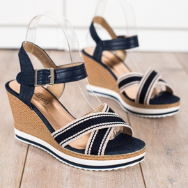 SHELOVET Sandalias de cuña azul marino 3