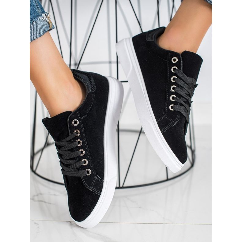 SHELOVET Zapatillas de gamuza negro 1