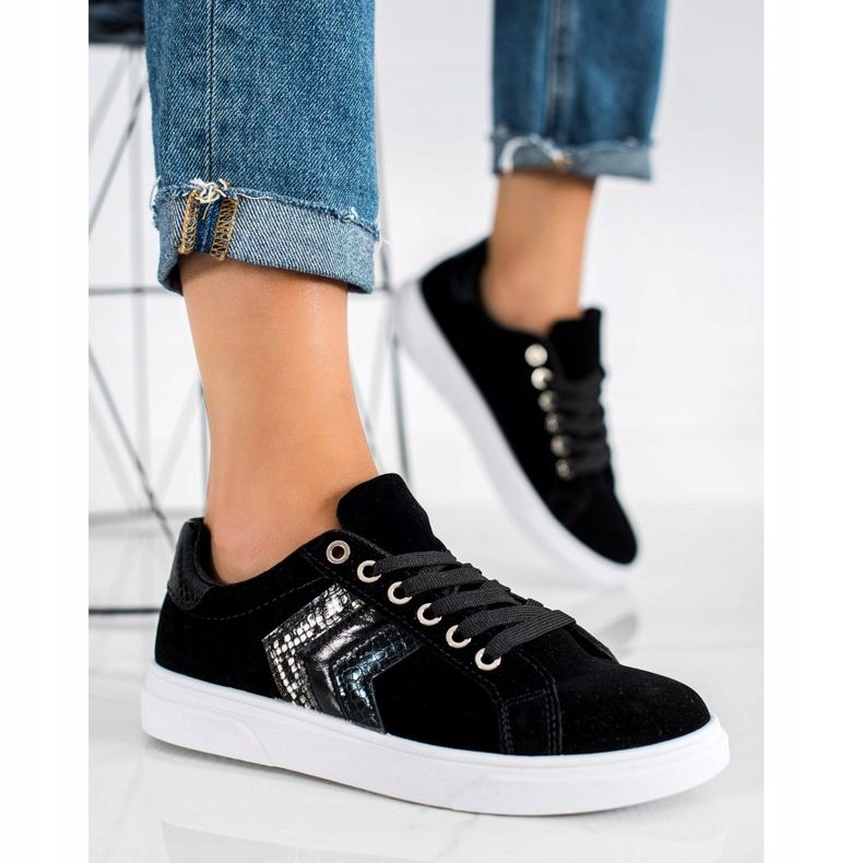 SHELOVET Zapatillas de gamuza negro 2