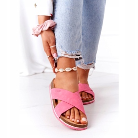 Pantuflas de Piel Perfilada Big Star HH274597 Fucsia rosa 2