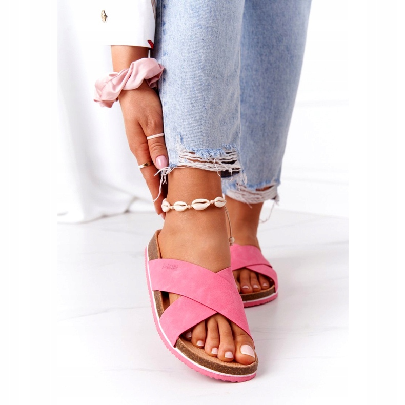 Pantuflas de Piel Perfilada Big Star HH274597 Fucsia rosa 2