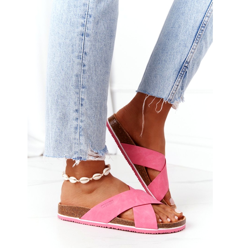 Pantuflas de Piel Perfilada Big Star HH274597 Fucsia rosado 3