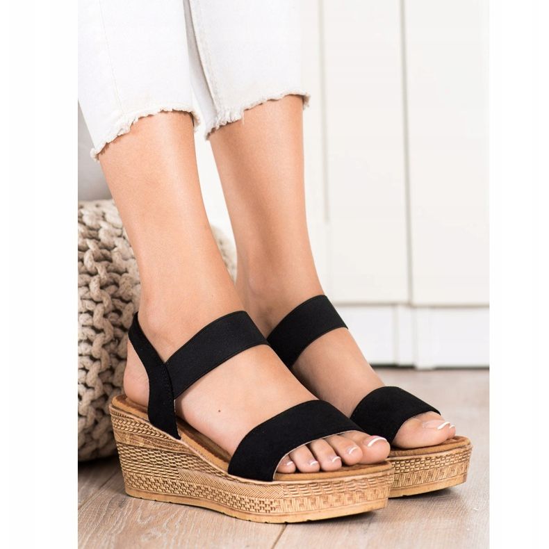 Queentina Sandalias de ante ligero negro 2