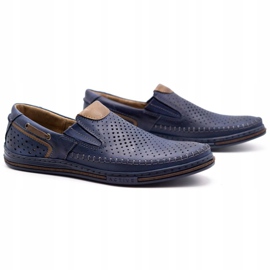 Polbut Zapato hombre piel 09 para verano Azul marino con marrón 2
