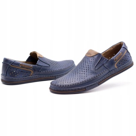 Polbut Zapato hombre piel 09 para verano Azul marino con marrón 4