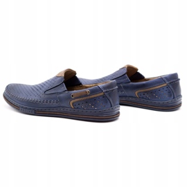 Polbut Zapato hombre piel 09 para verano Azul marino con marrón 5