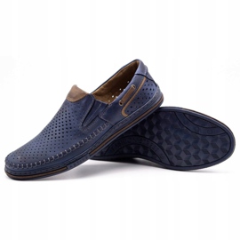 Polbut Zapato hombre piel 09 para verano Azul marino con marrón 3