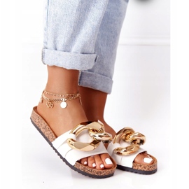 PS1 Chanclas Blancas Con Cadena Last Dance blanco dorado 5 PS1 Chanclas Blancas Con Cadena Last Dance blanco dorado 5