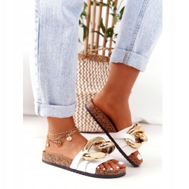 PS1 Chanclas Blancas Con Cadena Last Dance blanco dorado 3 PS1 Chanclas Blancas Con Cadena Last Dance blanco dorado 3