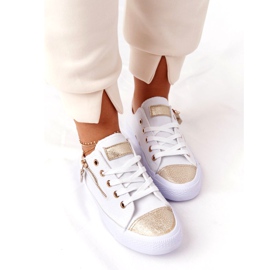 Zapatillas de Mujer con Cremallera Festival Blanco-Dorado 3