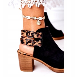 Sandalias de gamuza en una barra Lu Boo Leopardo negro marrón 3